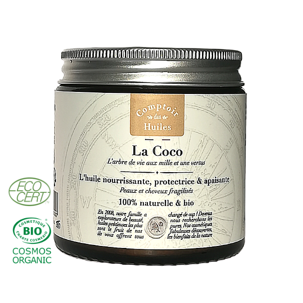 La coco- huile végétale de coco Bio-(120ml)-comptoir des huiles